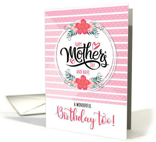 Birthday on Mother's Day Pink Bontanical and Polka Dots card (917064)