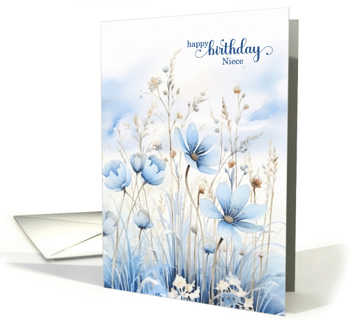 for Niece's Birthday Blue Watercolor Wildflowers card (917086)