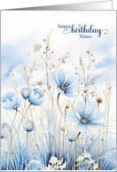 for Niece’s Birthday Blue Watercolor Wildflowers card