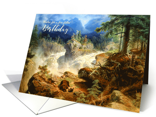Birthday Wishes Bear Family Vintage Art card (920323)