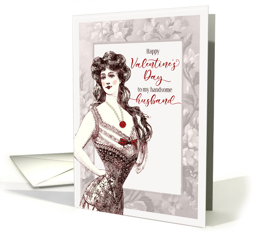 For Husband on Valentine's Day Vintage Lingerie Woman card (922408)