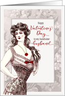 For Husband on Valentine’s Day Vintage Lingerie Woman card