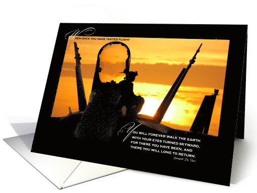 Loss of a Military Pilot Sympathy Sunset Plane Theme card (922967)