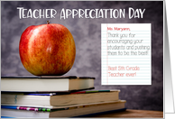 5th Grade Teacher Appreciation Day Books and Apple with Name card