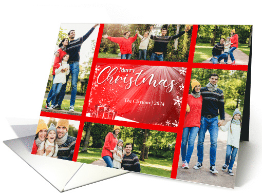 Christmas Red and White with Six Custom Photos card (928722)