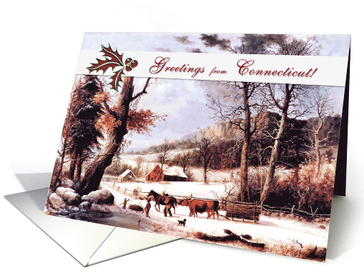 Vintage Christmas from Connecticut Snowy Farm card (931447)