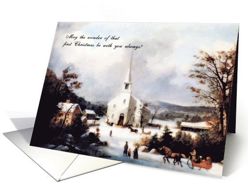 Vintage Christmas Church in Winter card (931479)