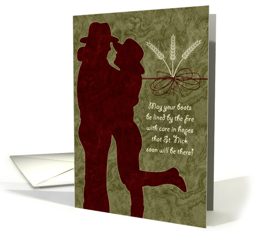 Cowboy Christmas Couple in an Embrace card (932072)
