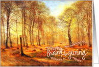 Vintage Country Lane Thanksgiving with Family Name Custom card