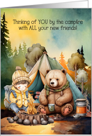 Boy Thinking of You Away at Summer Camp for Kids card
