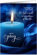 Friend Remembrance Anniversary of Death Blue Candle card