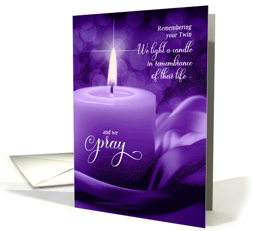 Twin Remembrance Death Anniversary Purple Candle card (934011)