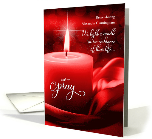 In Remembrance on their Birthday Custom Name Red Candle card (934013)