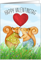 German Valentine’s Day Romantic Squirrels with Red Roses card