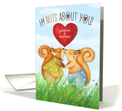 Romantic Squirrels Nuts About You Custom Names card (934520)
