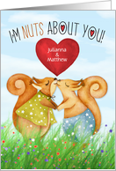 Romantic Squirrels for Him Love and Romance Custom Names card