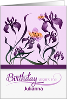 Custom Birthday Iris Garden with Butterflies in Purple and Lavender card