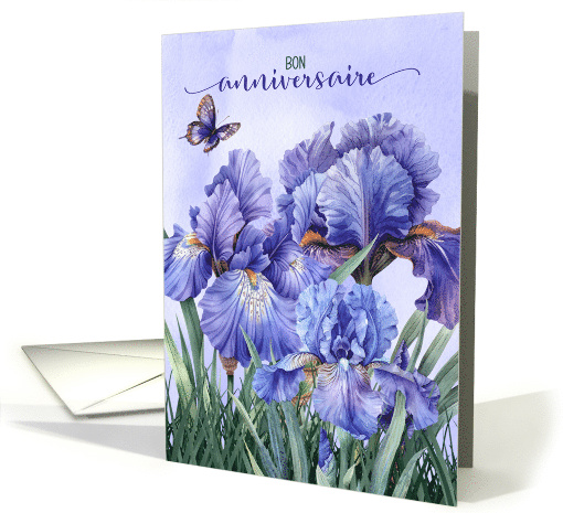 French Birthday Bon Anniversaire - Purple Iris Garden card (935024)