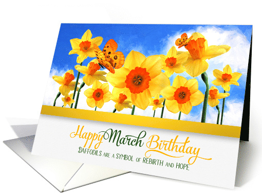 March Birthday Daffodils with Butterflies card (935027)