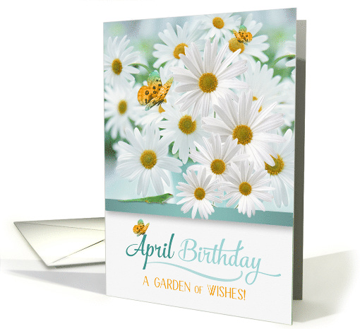 April Birthday Daisies with Butterflies and a Lizard card (935586)