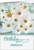 Custom April Birthday Daisies with Butterflies and a Lizard card