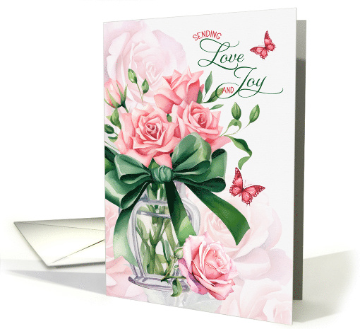 June Birthday Pink Roses and Butterfiles card (936392)