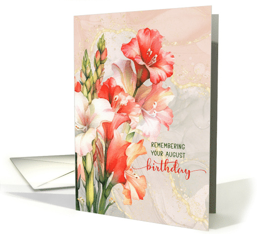 August Birthday Gladiolus Peach Botanical Birth Month card (936741)