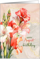 August Birthday Poppies with Butterflies and a Lorikeet Parrot card