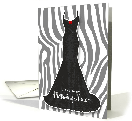 Matron of Honor Request in Zebra Print card (937683)