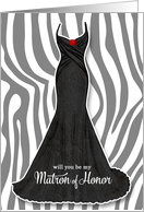 Matron of Honor Request in Zebra Print card