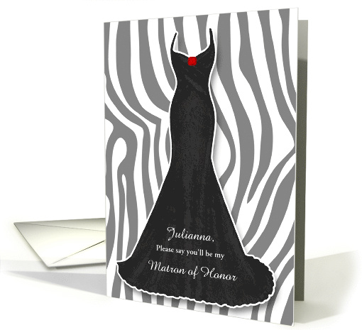 Matron of Honor Request Animal Print with Red Custom card (937685)