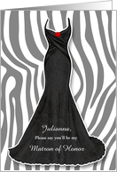 Matron of Honor Request Animal Print with Red Custom card