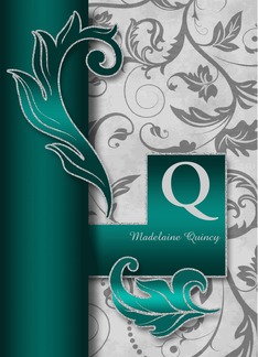 Monogrammed Q Custom Silver Damask with Teal Blank