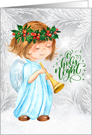 Christmas Angel Girl O Holy Night and Silver Pines card