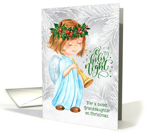 for Granddaughter Christmas Angel Girl and Silver Pines card (939910)