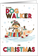 for Dog Walker on Christmas Wiener Dog and Cat card