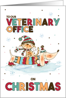 for the Veterinarian on Christmas Wiener Dog and Cat card