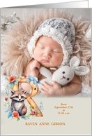 Letter R Birth Announcement Woodland Creatures Custom card