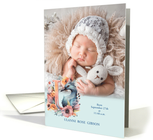 Letter U Birth Announcement Woodland Theme Custom card (941888)