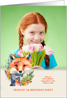 Letter F Birthday Party Invitation Woodland Fox with Girl’s Photo card