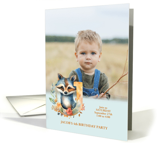 Letter J Birthday Party Invitation Woodland Creatures Custom card