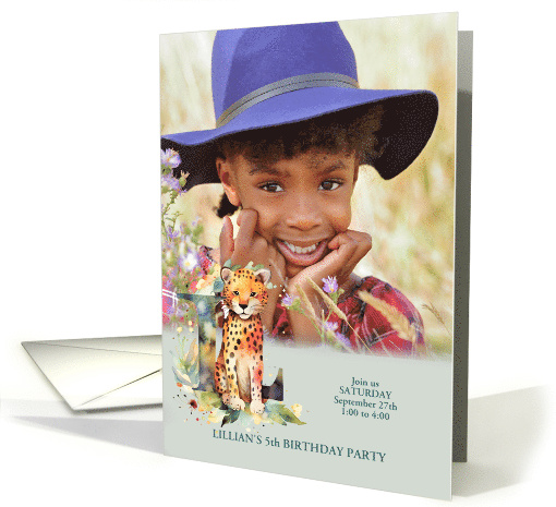 Letter L Birthday Party Invitation Wildlife Theme with Photo card