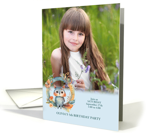 Letter O Birthday Party Invitation Woodland Owl Custom card (944069)