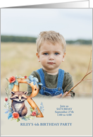 Letter R Birthday Party Invitation Woodland Raccoon Custom card