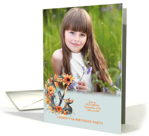 Letter Y Birthday Party Invitation Woodland Boho Photo card (944252)