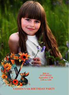 Letter Y Birthday Party Invitation Woodland Boho Photo