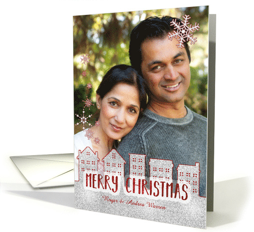 New Address Emboss like White Christmas Photo Custom card (944369)