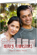 New Address Emboss like White Christmas Photo Custom card