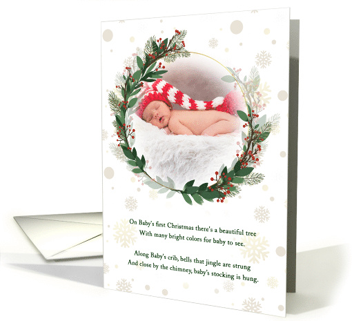 Baby's 1st Christmas Red and Green Botanical Wreath card (944374)