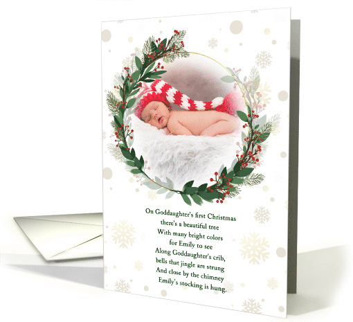 Goddaughter's 1st Christmas Custom Front Red and Green card (944426)